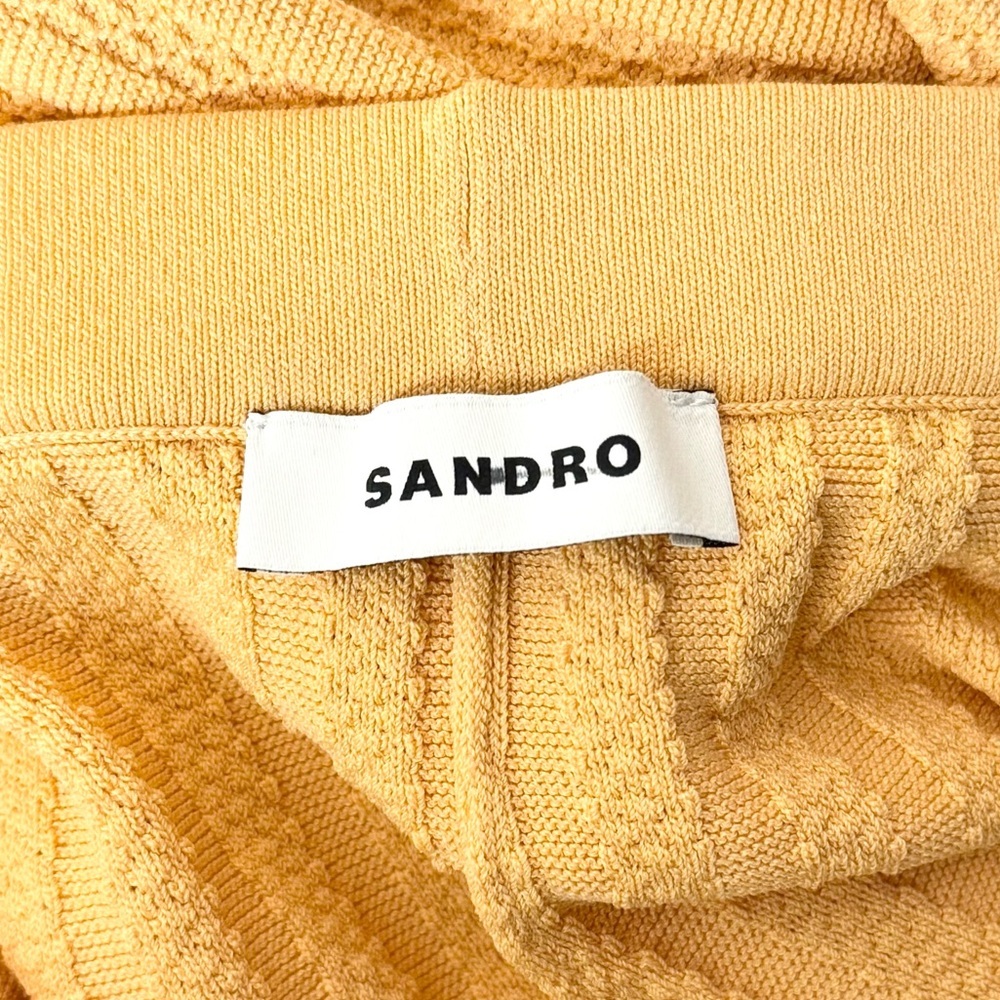 SANDRO Pointelle Trim Rib Knit High Rise Ankle Crop Bootcut Flare Leg Pants‎ M - Picture 9 of 14